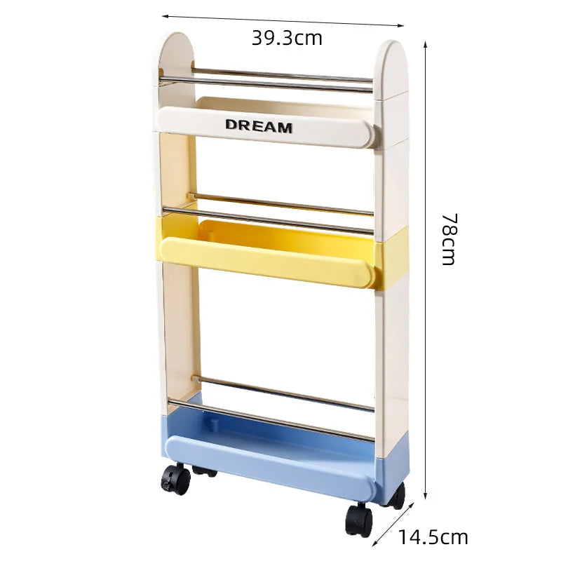 Multi-Tier Bathroom Floor Shelf Adjustable 5-Layer Shower Organizer with Wheels Space-Saving Storage Rack for Kitchen Essentials Peaceful Pleasures Health and Wellness Multicolor