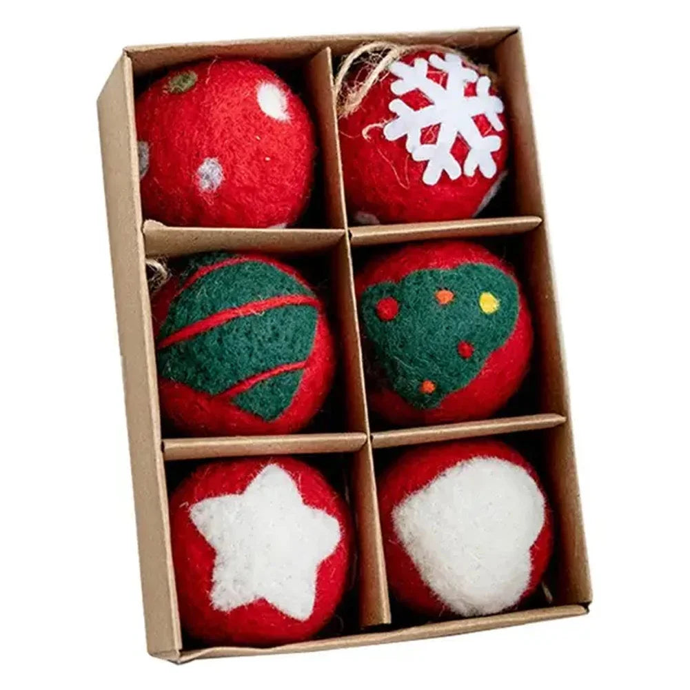 Wool Felt Ball Christmas Tree Ornaments | Colorful Set