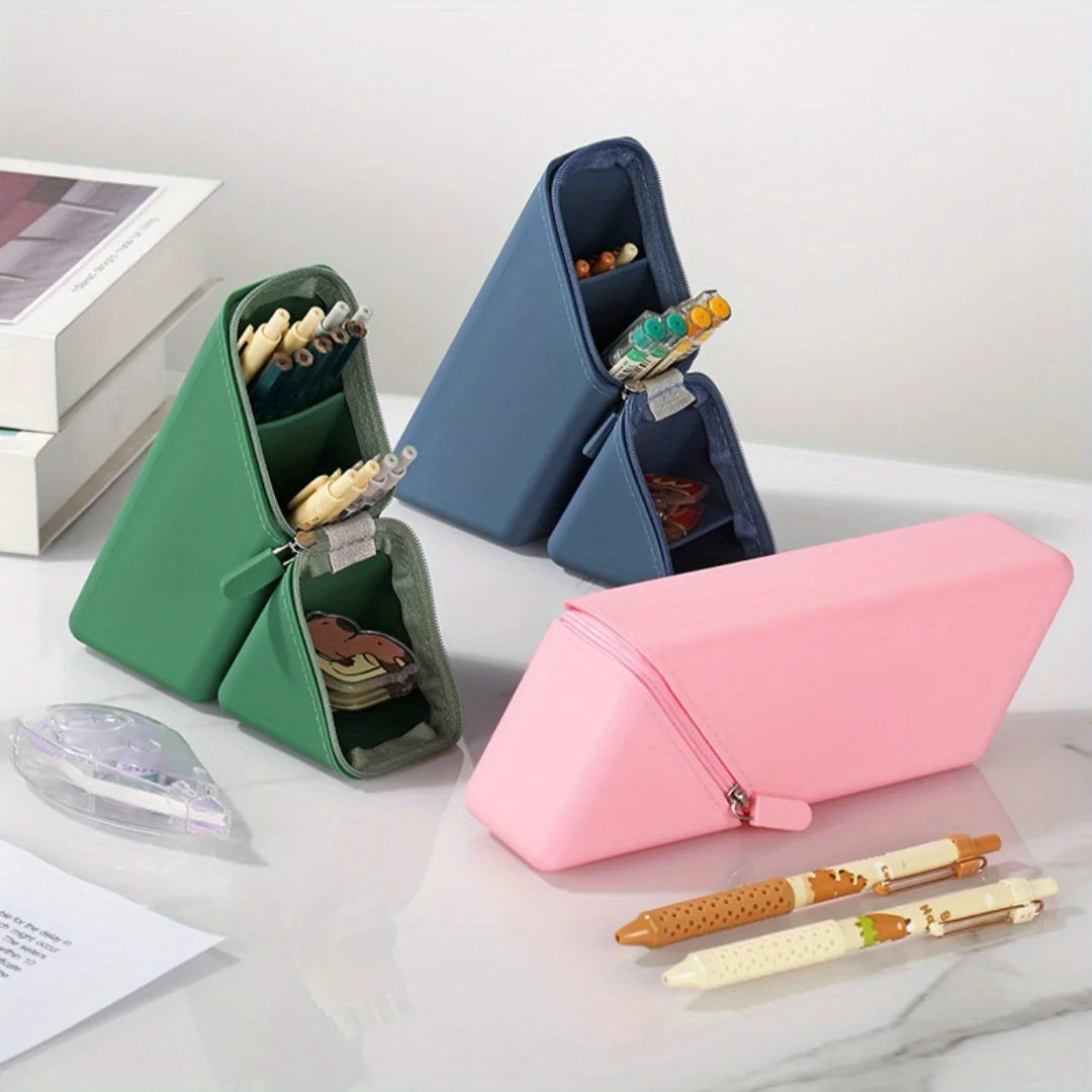 Aesthetic Silicone Zipper Pencil Case with Hidden Pocket