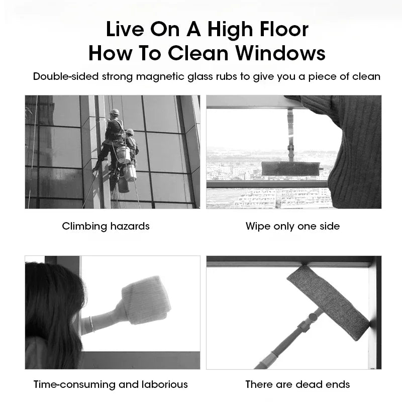 Magnetic Window Cleaner Automatic Water Discharge Double Layer Wiper for Home Office Glass Cleaning Tool Peaceful Pleasures Health and Wellness