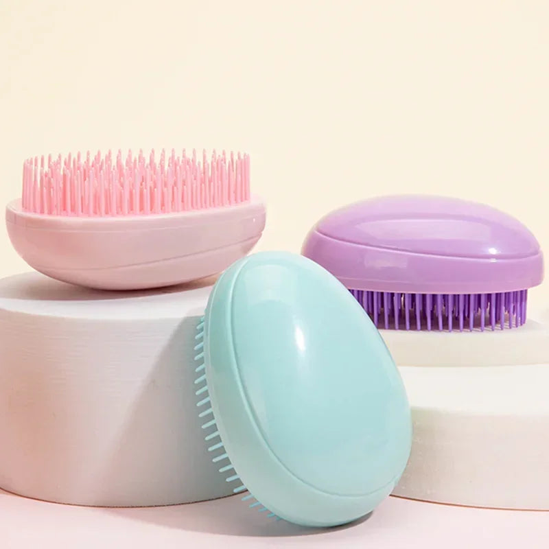 Mini Egg Round Hairbrush – Portable Detangling & Scalp Massage Comb