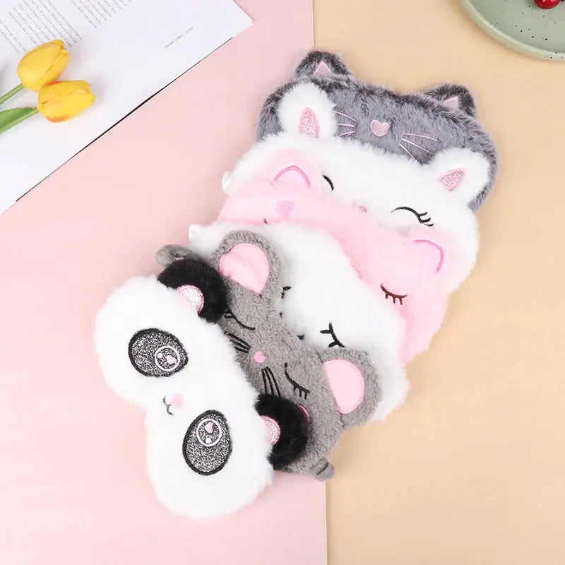 Grey Cat Eye Mask for Sleep and Travel Comfort Peaceful Pleasures Health and Wellness