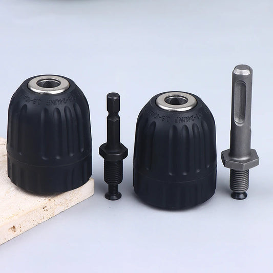 Versatile 0.8-10mm Keyless Drill Chuck 3/8" To 24UNF Thread 1/4" Hex Shank Quick Change Adapter Steel Quick Connection Peaceful Pleasures Health and Wellness