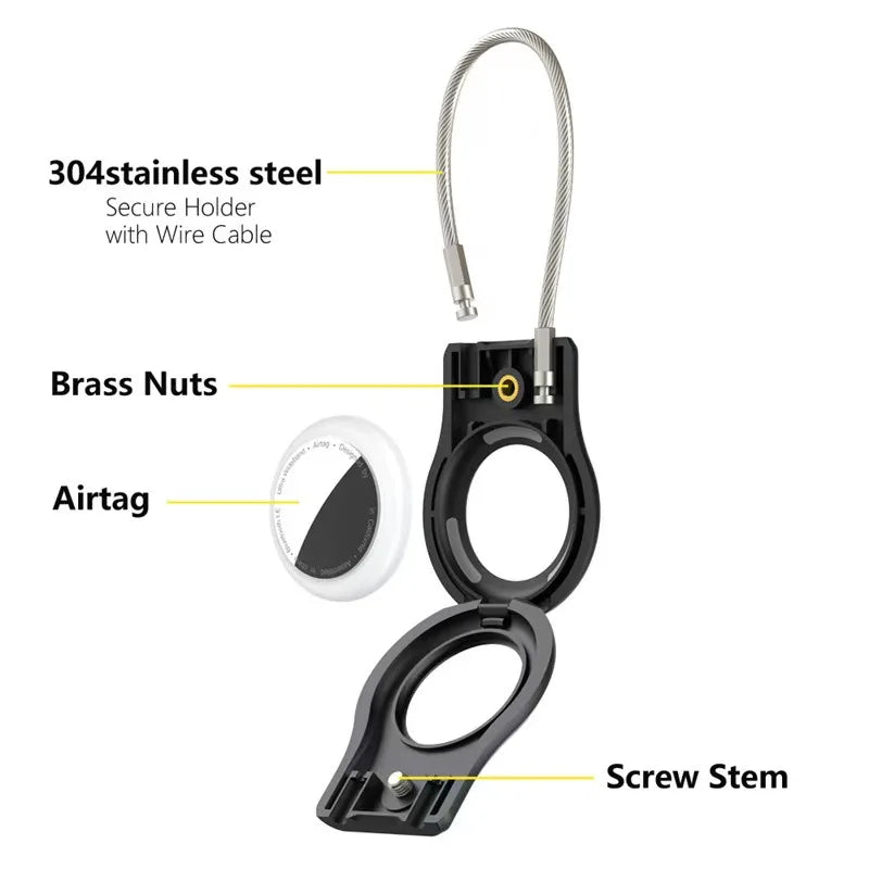 Waterproof Cover for Apple AirTag Keychain Holder with Steel Cable Anti-Lost Tracker Accessory for Luggage Backpack AirTag Case Peaceful Pleasures Health and Wellness