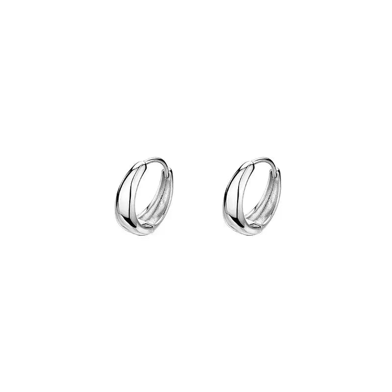 925 Sterling Silver Korean Geometric Hoop Earrings – Women