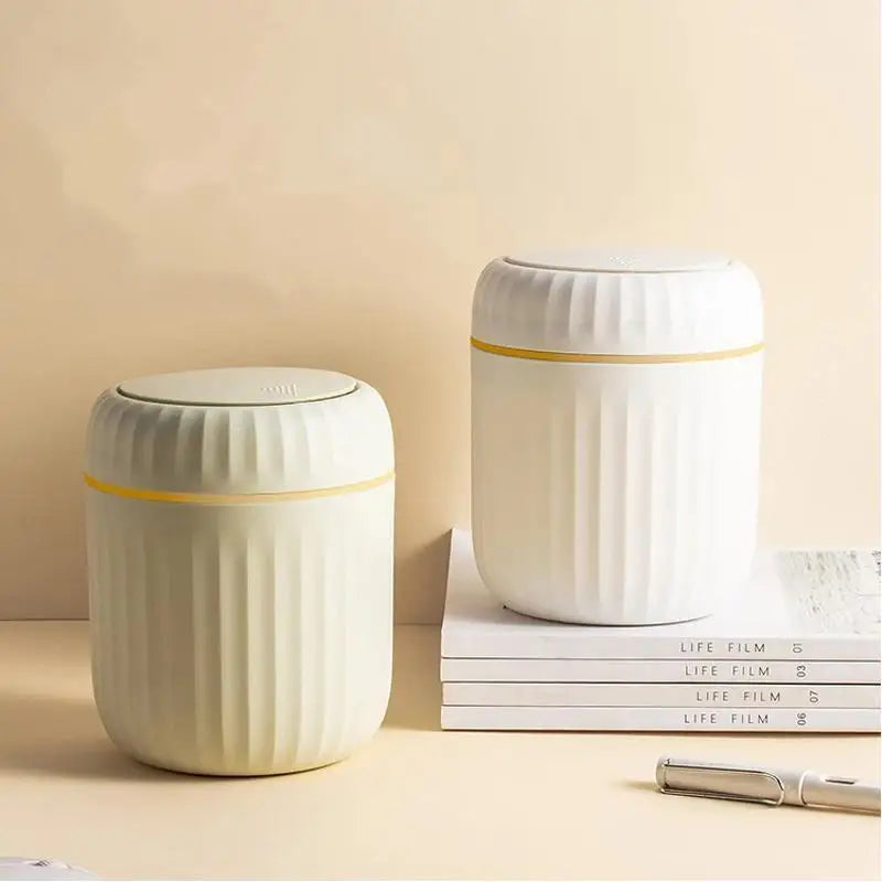 Mini Desktop Trash Can Press Covered Bedroom Office Desk Organizer