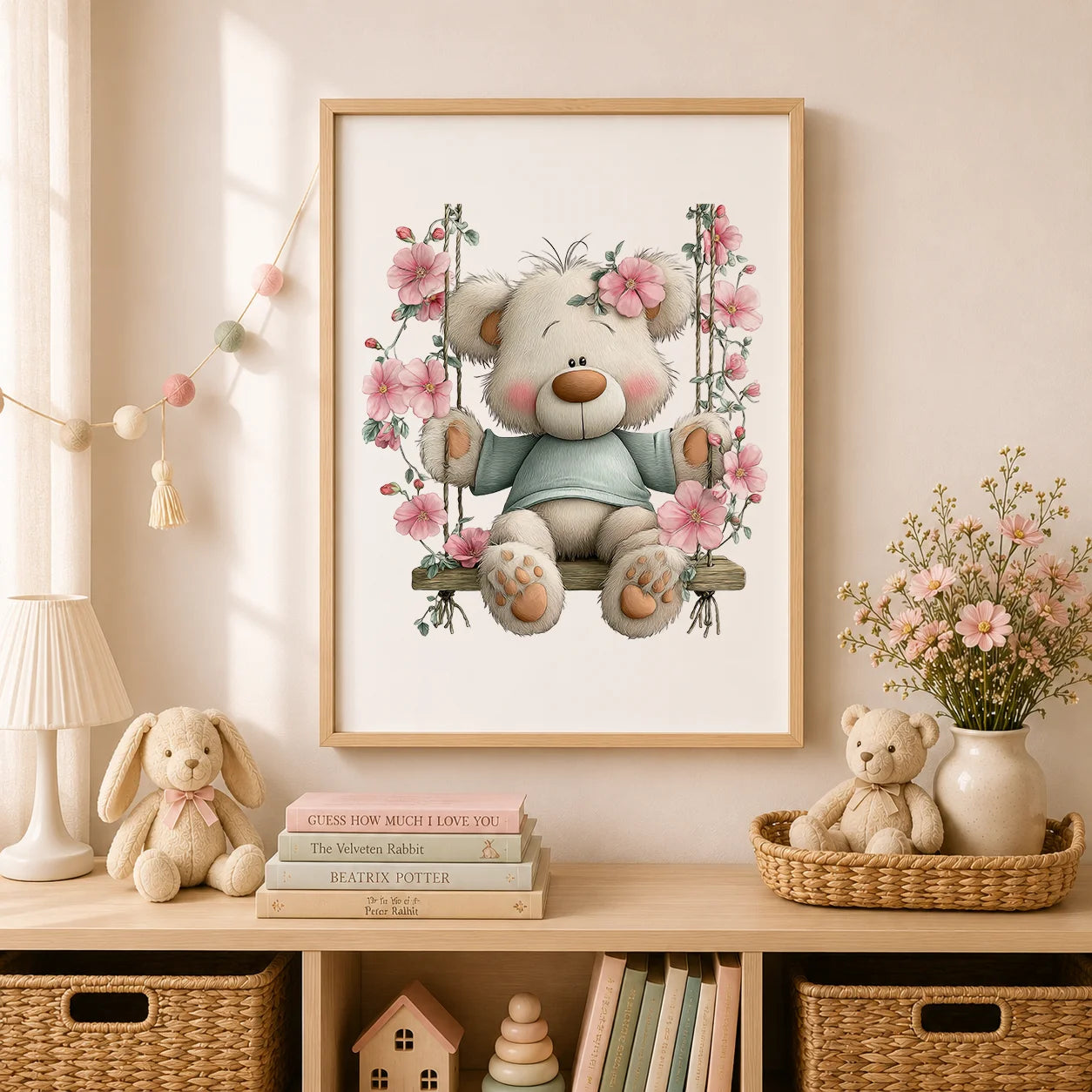 Teddy Bear Nursery Canvas Wall Art | Kids Bedroom Poster Kids Canvas Wall Art Peaceful Pleasures Health and Wellness