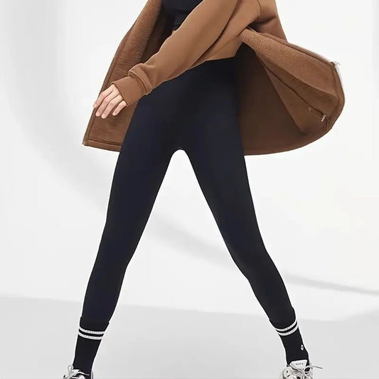 Women's thermal lined leggings, 240g thick and warm nine-inch pants, versatile and high-elastic short pants suitable for autumn Peaceful Pleasures Health and Wellness