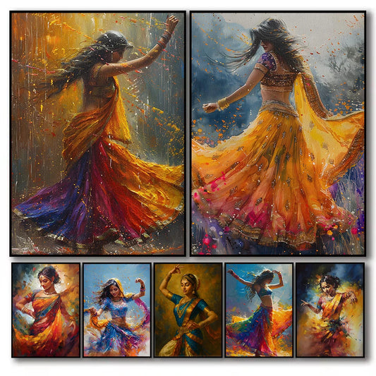 Abstract Indian Woman Rain Dance Canvas Wall Art | Unframed Canvas Wall Art Peaceful Pleasures Health and Wellness