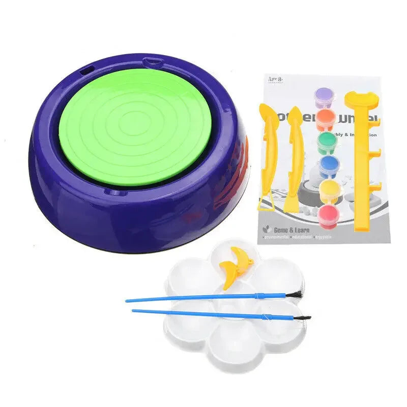 Children Electric Pottery Wheel Machine Manual Handle Foot Pedal for Ceramic Clay Working Forming DIY Art Craft Peaceful Pleasures Health and Wellness