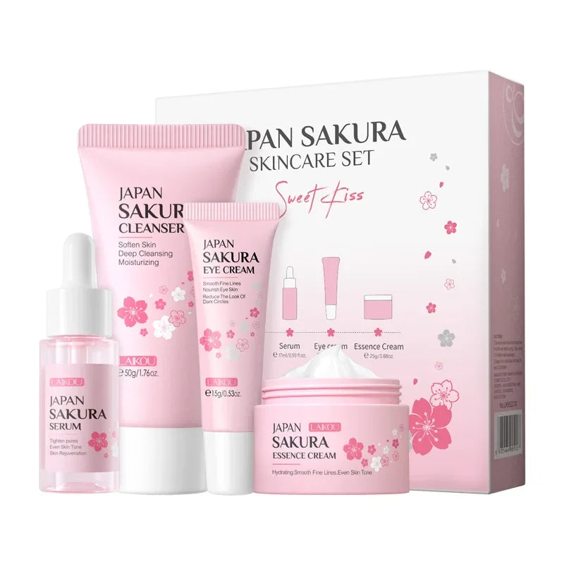 Laikou Sakura Skin Care Set – Cleanser, Serum, Eye Cream & Cream