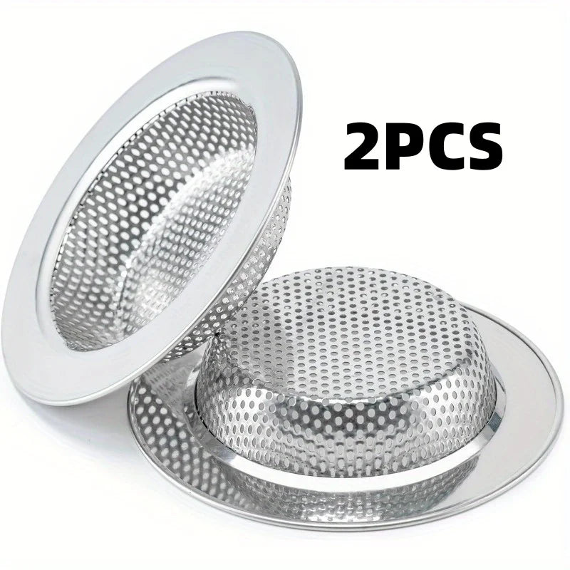 Two-Pack Double-Layer Anti-Clogging Sink Strainer Made of 304 Stainless Steel, Suitable for Standard Kitchen Sinks, Ideal for Home and Commercial Kitchens to Prevent Clogging, Polished Surface, Durable and Long-Lasting Peaceful Pleasures Health and Wellness 2Pcs