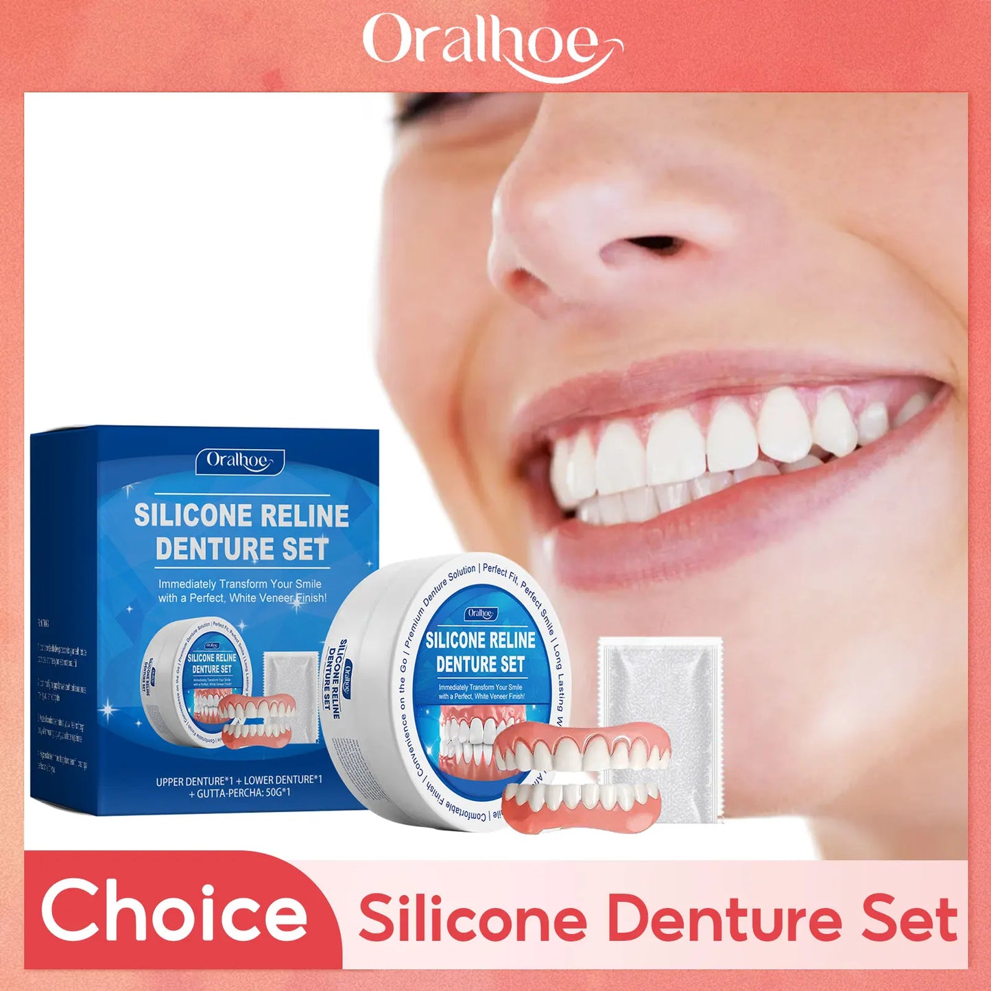 Silicone Temporary Denture Set – Natural Smile Simulation