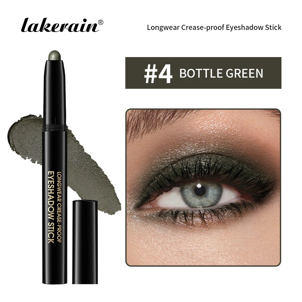12 Colors Eyeshadow Pencil Stick Shimmer And Matte Waterproof Metallic Glitter Eye Shadow Highlighter Pencil Eyeshadow Cosmetics Peaceful Pleasures Health and Wellness 04 bottle green