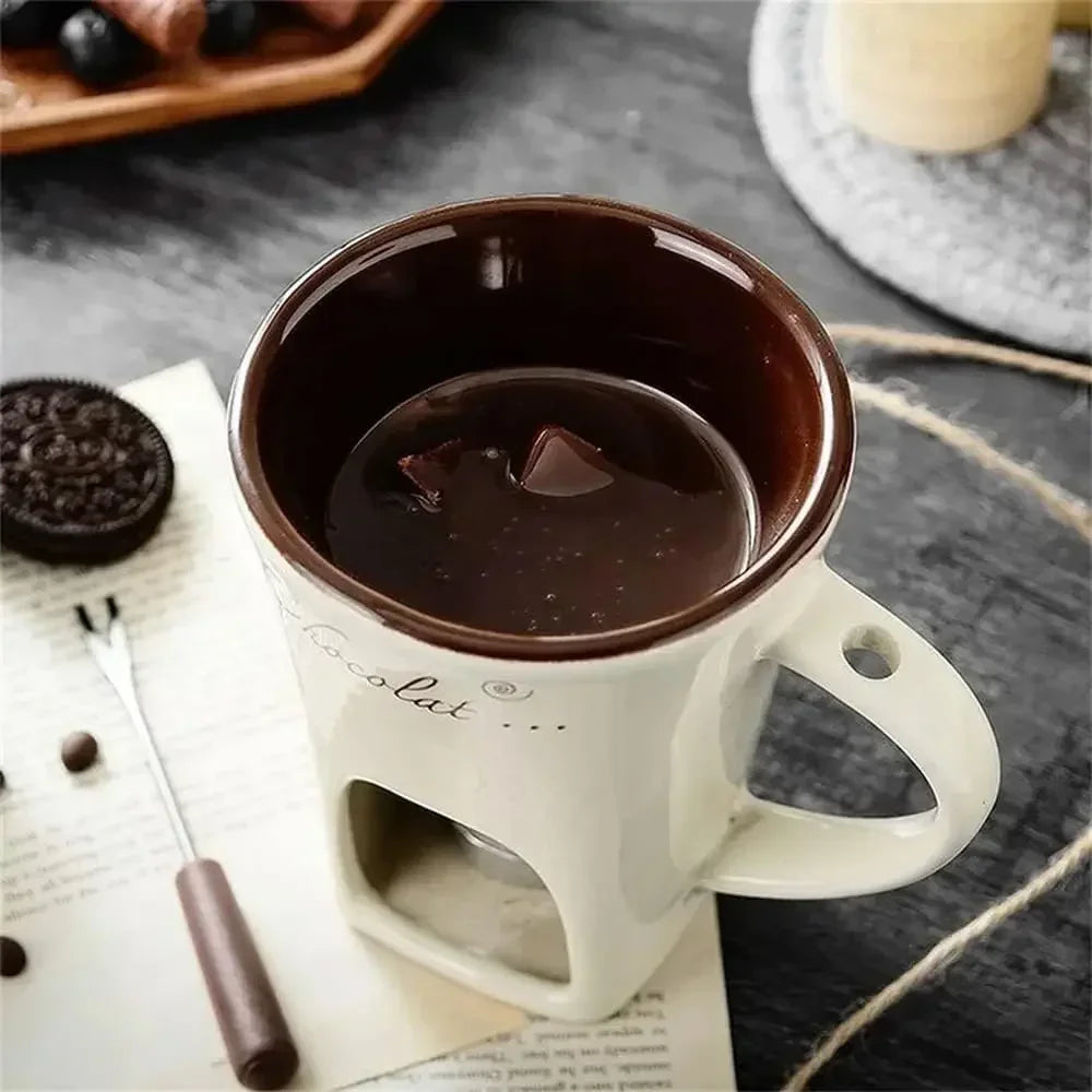 New Small Fondue Mug Set Personal Mini Fondue Pots Chocolate Cheese Ice Cream Fondue Maker Kit Individual Butter Melter Cup Peaceful Pleasures Health and Wellness