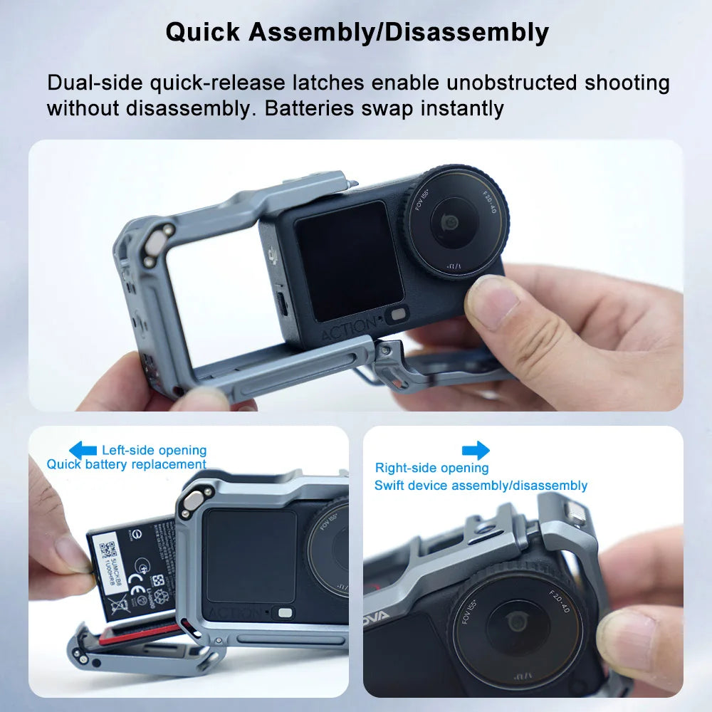 Multifunctional Metal Frame Expansion Adapter Mount Rabbit Cage Aluminum Protective Case For Dji Osmo Action6 Peaceful Pleasures Health and Wellness