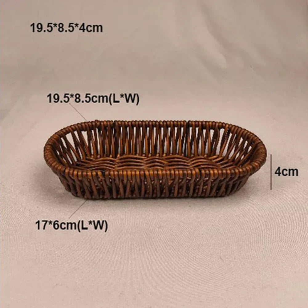 Hardness Rattan Wicker Woven Serving Baskets Household 6 Styles Bread Fruit Vegetables Basket Handwoven Rattan Basket Peaceful Pleasures Health and Wellness 6