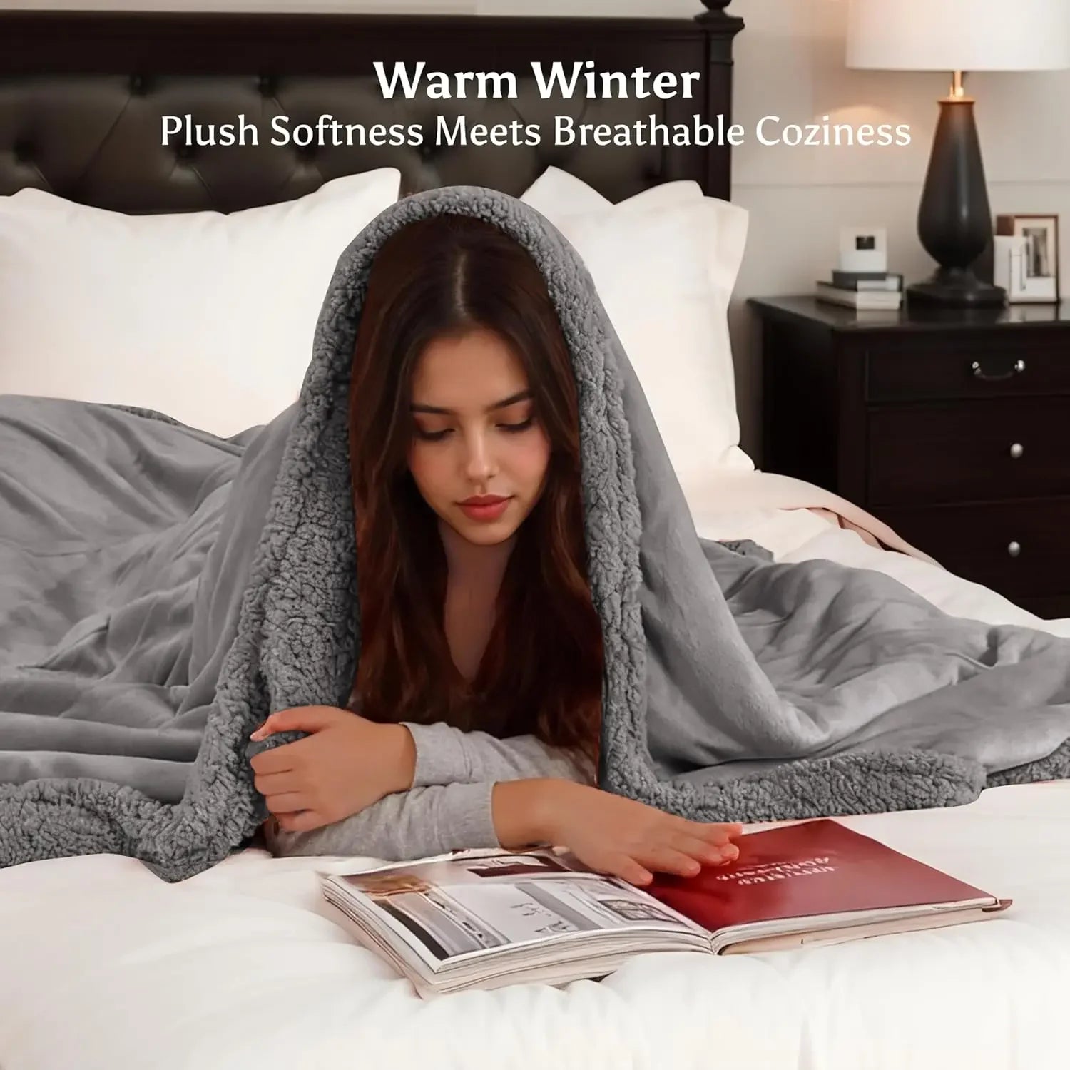 Twin Electric Heated Blanket 62x84 Inch, 5 Heat Settings, Auto Shutoff, Machine Washable, Gray Peaceful Pleasures Health and Wellness