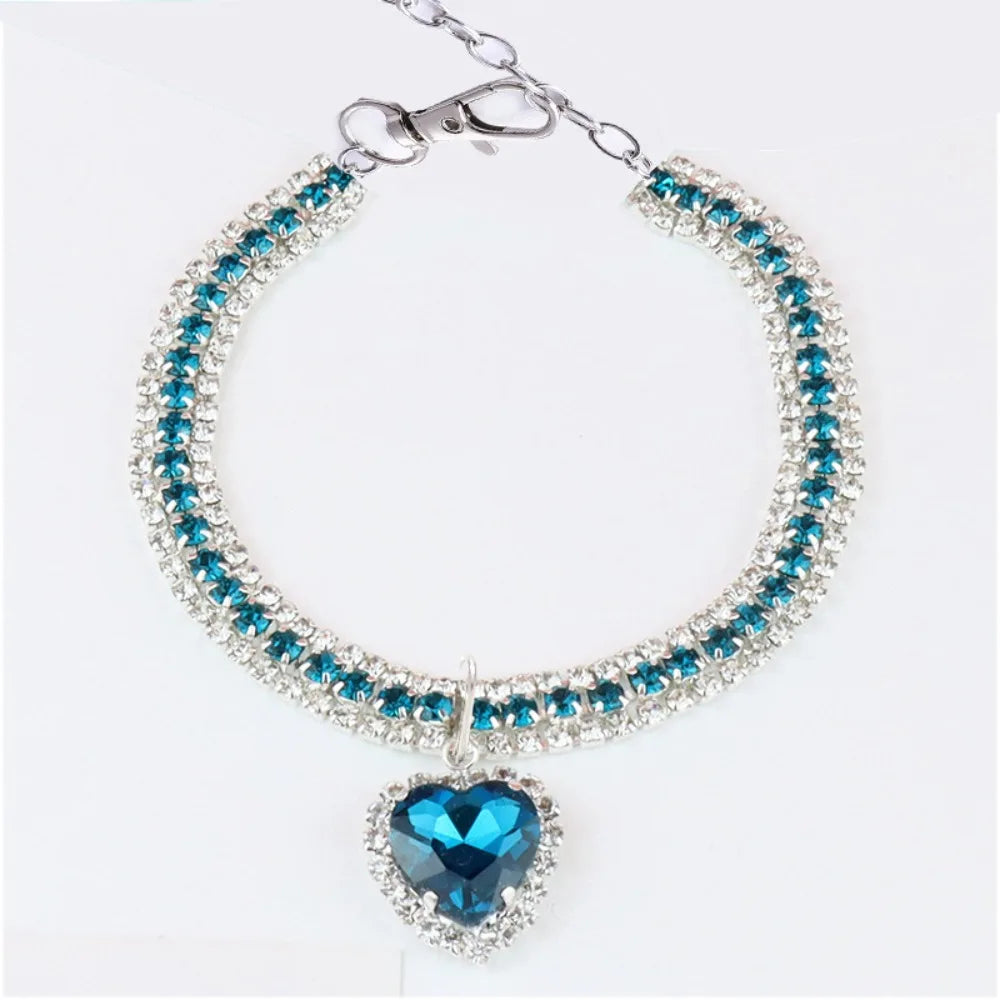 Kitten Diamante Collar Necklace for Cat Rhinestone Cute Bling Puppy Doggy Crystal Pendant Diamond Collar Pet Accessories Collar Peaceful Pleasures Health and Wellness