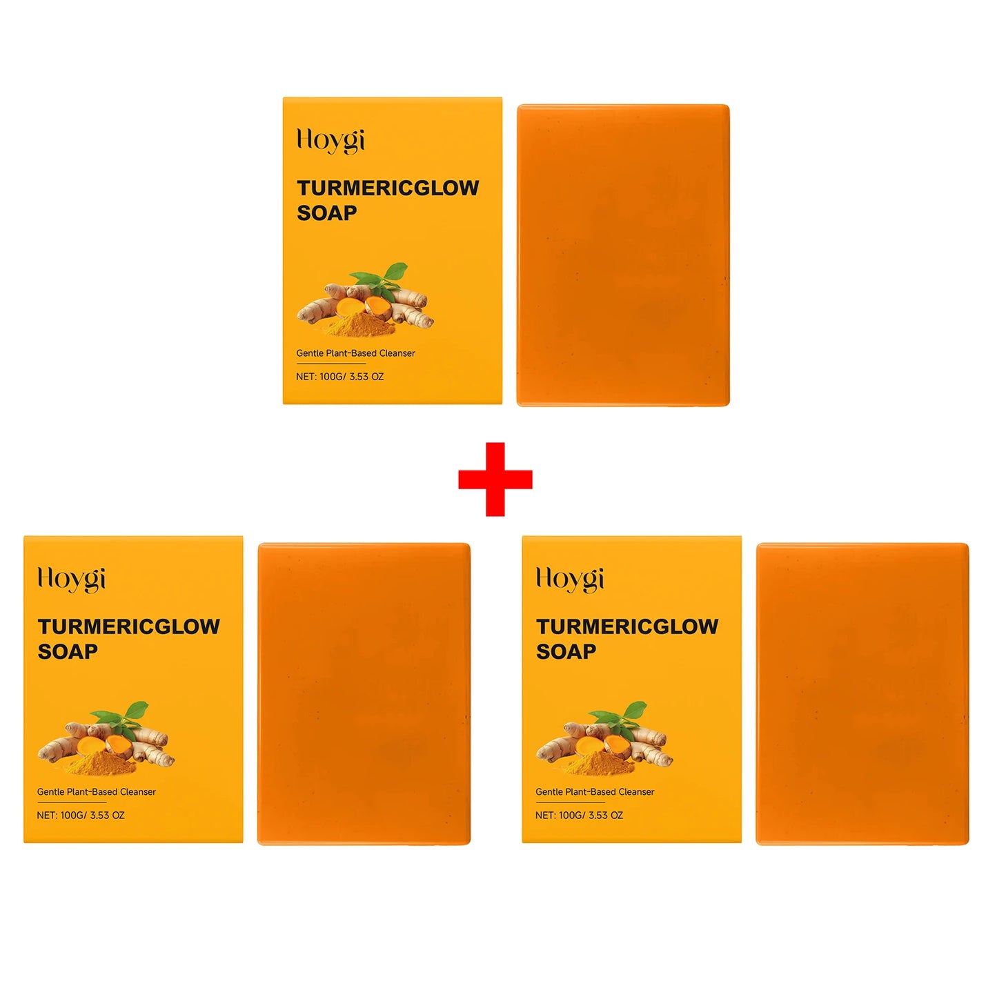 Turmeric Glow Soap 100g Fade Acne Marks Improve Dull Skin Soothing Natural Plant Cleansing Bar Refreshing Face & Body Cleanser Peaceful Pleasures Health and Wellness 3pcs