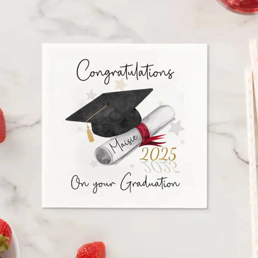 Personalized 2025 Graduation Paper Napkins – Class of 2025 Party Paper Napkins Peaceful Pleasures Health and Wellness