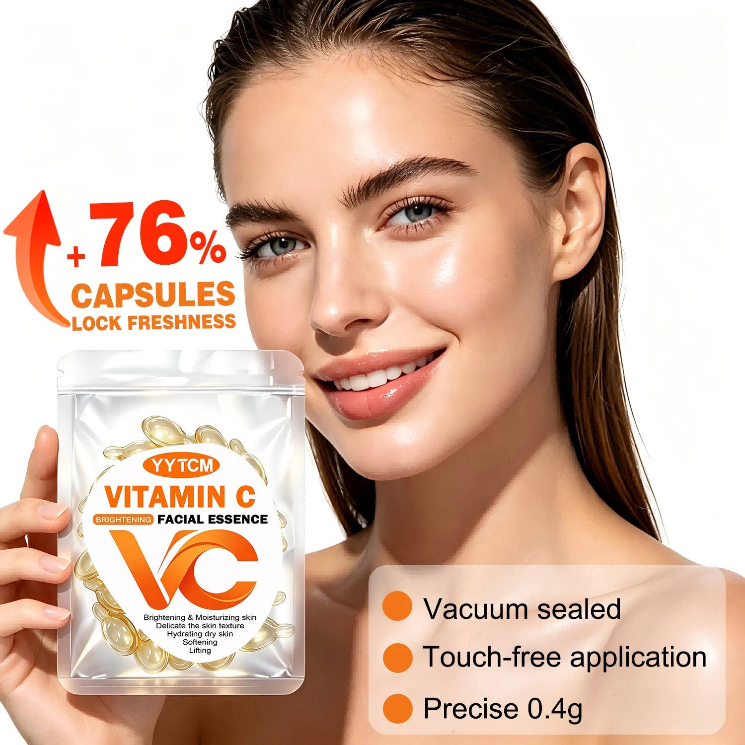 Vitamin C Facial Serum, Moisturizing and Brightening, Firming the Skin, Contains Vitamin E, Retinol, Hyaluronic Acid, Facial Skin Care Serum, 18 Capsules/30 Capsules/60 Capsules/90 Capsules/150 Capsules/300 Capsules Peaceful Pleasures Health and Wellness