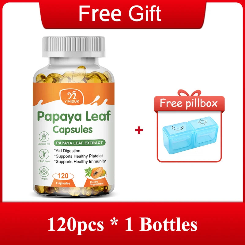 Yimiduk Organic Papaya Leaf Extract Capsules, Support Platelets, Liver Detox & Anti-Inflammatory Benefits, General Well-being Peaceful Pleasures Health and Wellness 120pcs 1