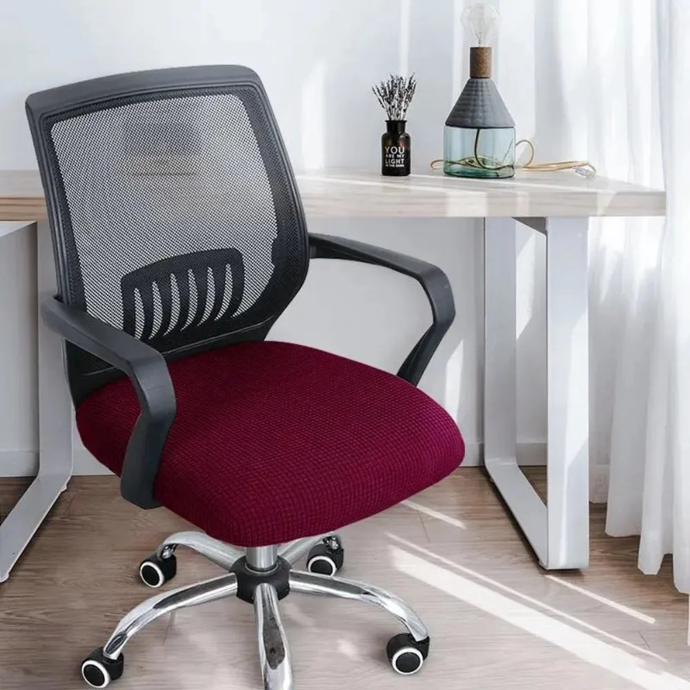 New Velvet Office Chair Seat Covers Thickened Washable Chair Dustproof Cover Removable Solid Color Chair Cover Peaceful Pleasures Health and Wellness Red
