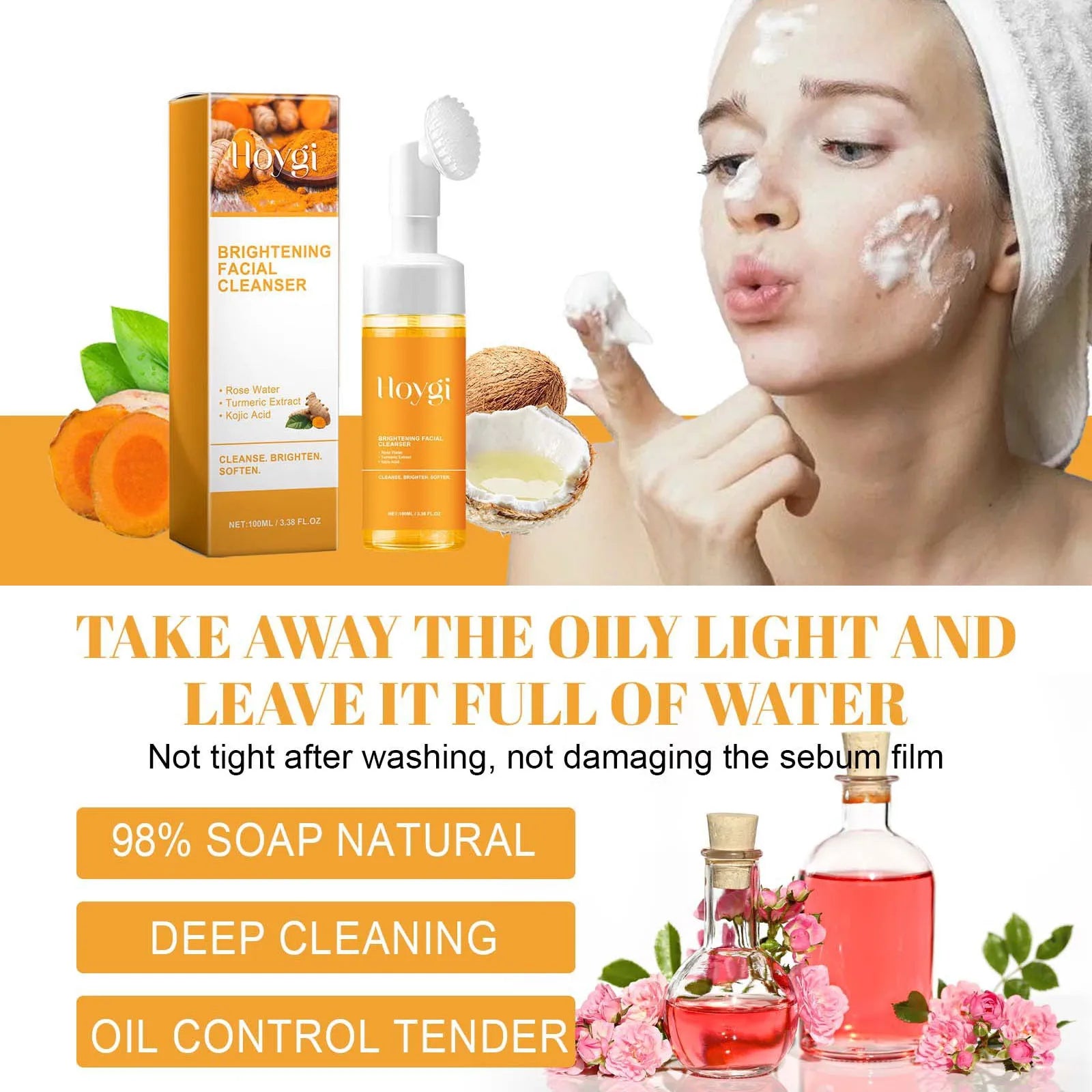 Turmeric Cleanser Oil Control Dark Spot Removal Anti Acne Deep Cleansing Shrink Pore Brightening Moisturizing Vitamin C Cream Peaceful Pleasures Health and Wellness