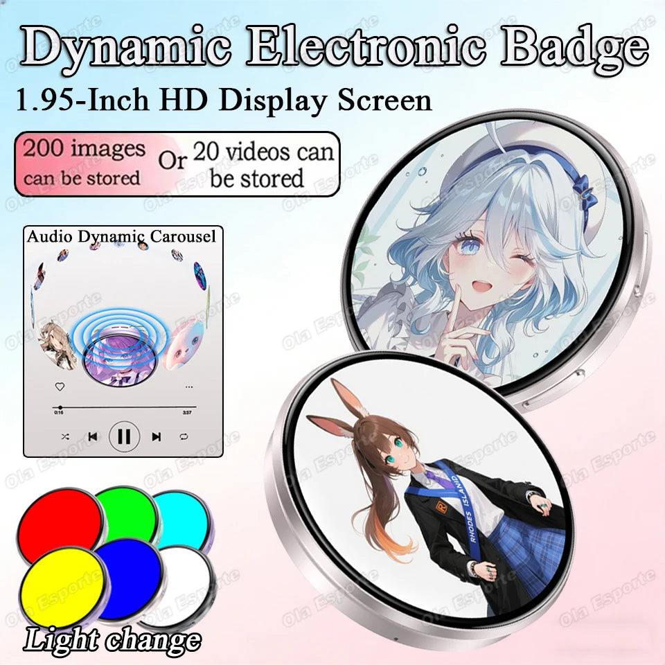 M3 Anime Smart Electronic Badge – 1.95" Touch Screen Bluetooth