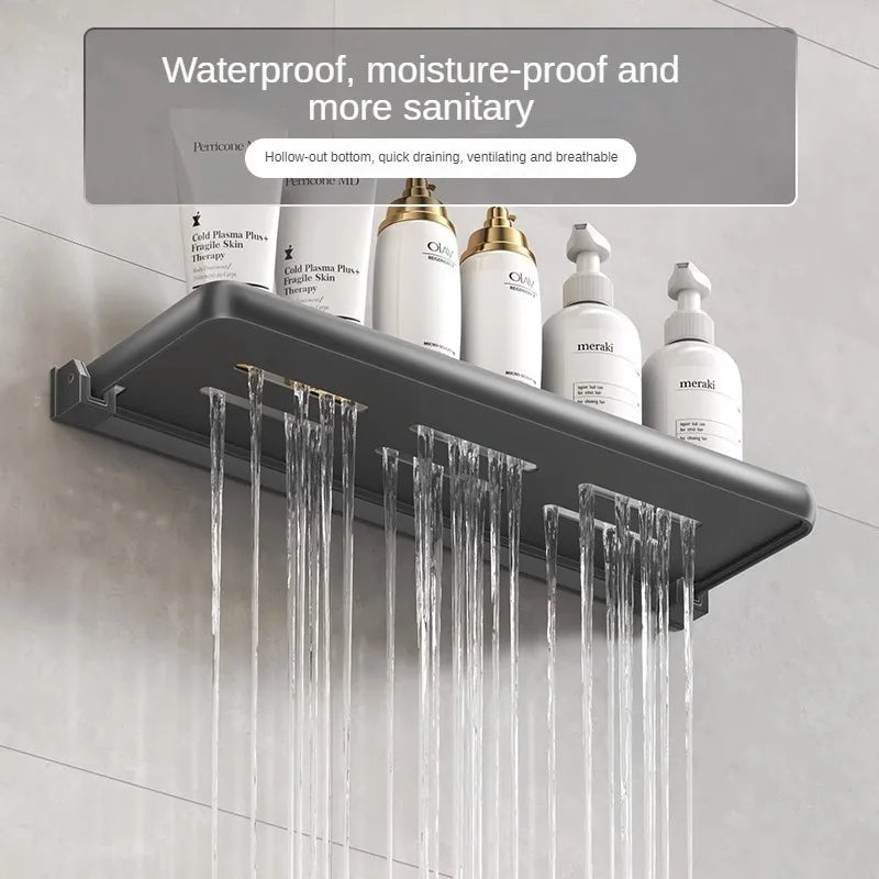 Foldable Aluminium Bathroom Shelf | No-Drill Wall Organiser
