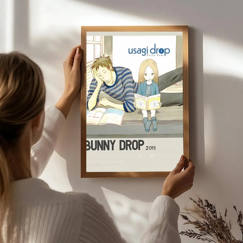 Anime U-Usagi Drop Poster HD Self Adhesive Waterproof Wall Art Ideal for Home Office Dorm Bedroom Great Gift Peaceful Pleasures Health and Wellness White1 30X40cmNoframe