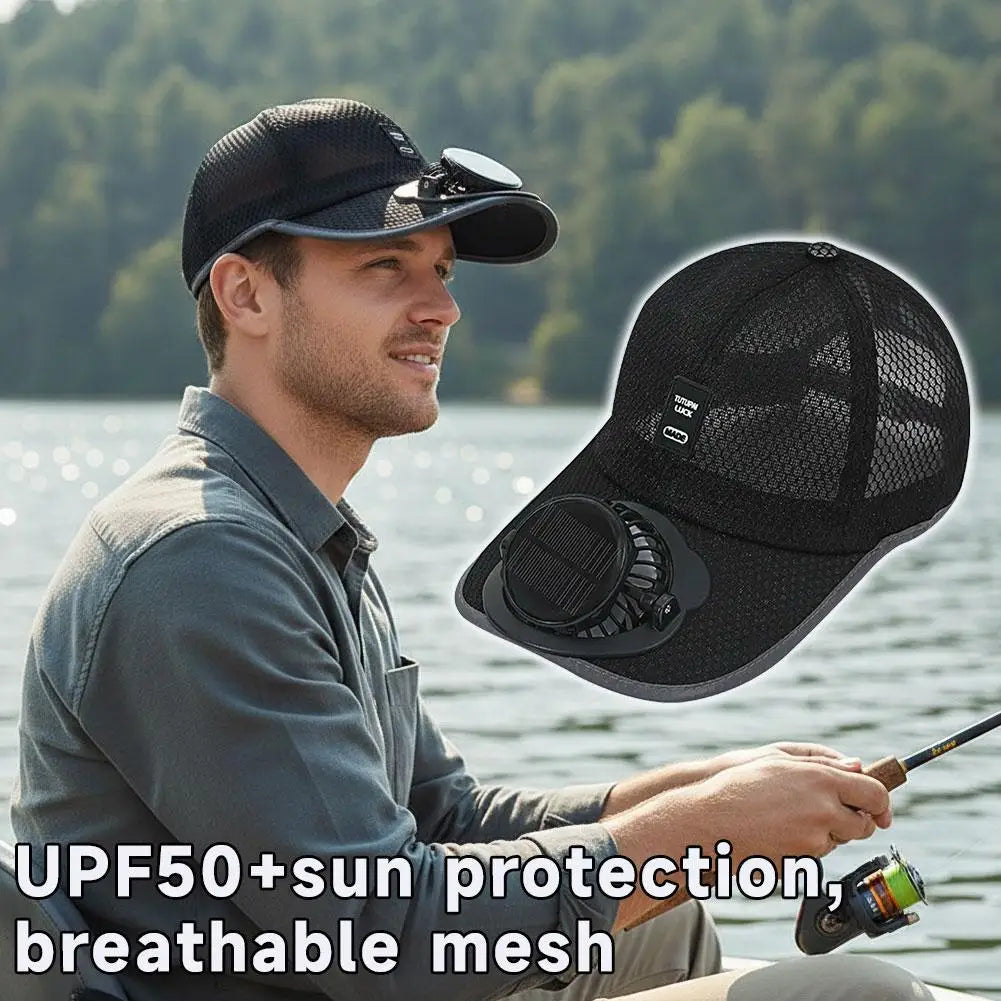 Solar Fan Baseball Cap – USB Rechargeable Mesh Sun Hat