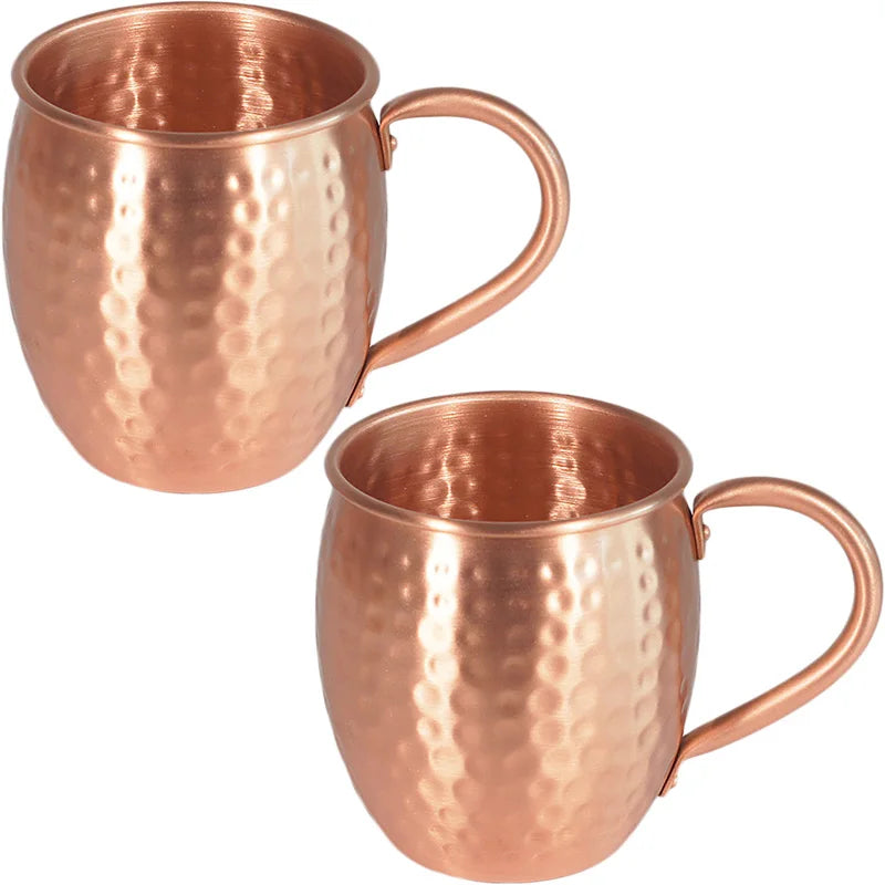 100% Copper Moscow Mule Mug Durable Coppery Beer Mugs 350ml Coffee Mug Milk Cup Pure Copper Bar Cup Drinkware Peaceful Pleasures Health and Wellness Solid Copper Cup-2PC 350ml