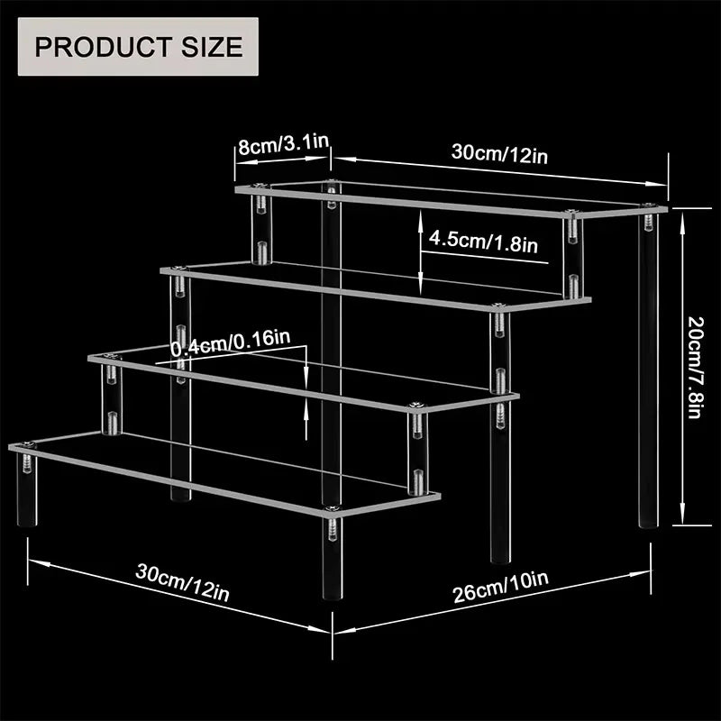 1-5 Tier Acrylic Display Stand Clear Display Riser Rack for Cupcake Perfume Doll Décor Organizer Amiibo Funko POP Figures DC05 Peaceful Pleasures Health and Wellness