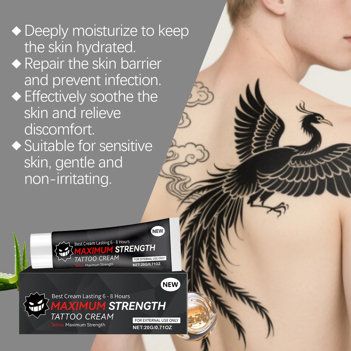 Tattoo Aftercare Cream – Color Preservation & Nourishing 20/40/60g