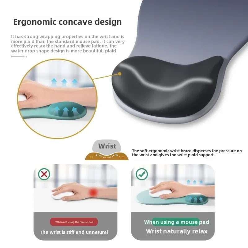 Gradient Mouse Pad with Ergonomic Silicone Wrist Rest Support