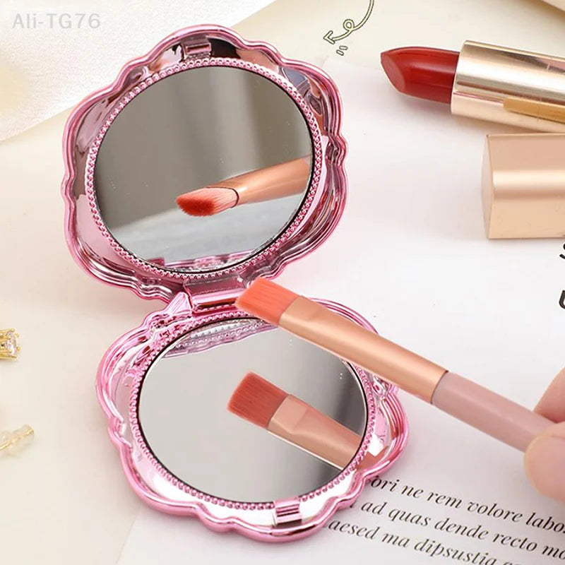 Retro Rose Double-Sided Folding Pocket Compact Mirror