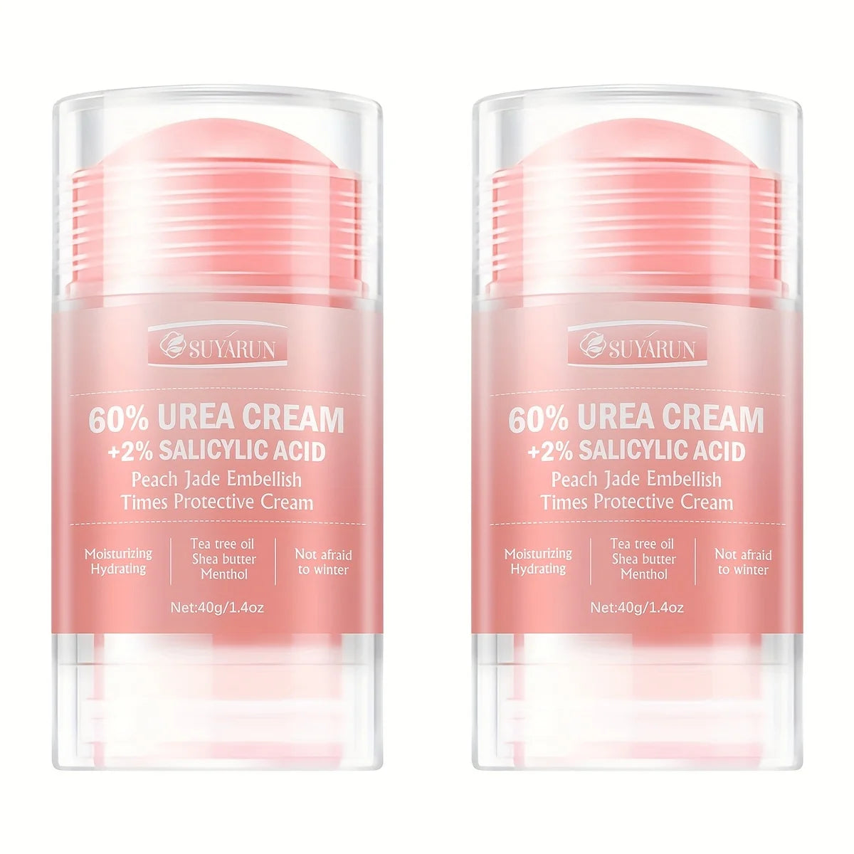SUYARUN 60% Urea Cream & Peach Scented Foot Balm Stick Combo – Intensive Cracked Heel Repair, Deep Moisturizing and Hydration. Peaceful Pleasures Health and Wellness 40g-2