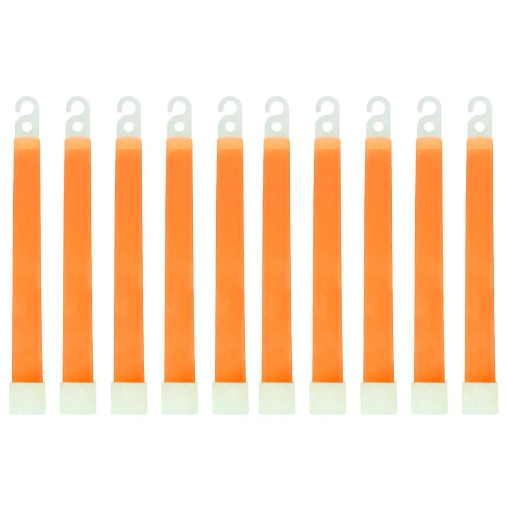 10pcs Outdoor Emergency Glow Sticks Waterproof 6 Inch Concert Party Light Stick with Hook Non-toxic Outdoor Survival Kit Peaceful Pleasures Health and Wellness Orange