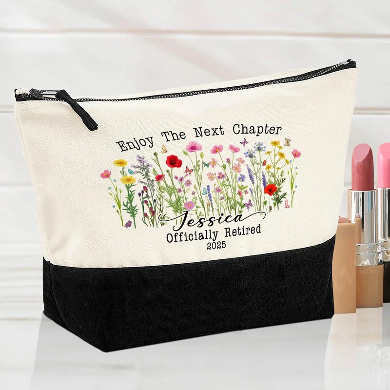 Retirement Tote & Makeup Bag Set Gift for Women | Black & White Gift Tote Bag Set Peaceful Pleasures Health and Wellness