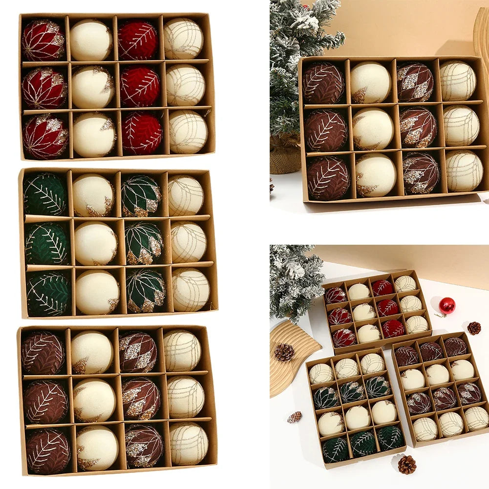 Velvet Christmas Ball Ornaments Set of 12 – Soft Flocked Décor