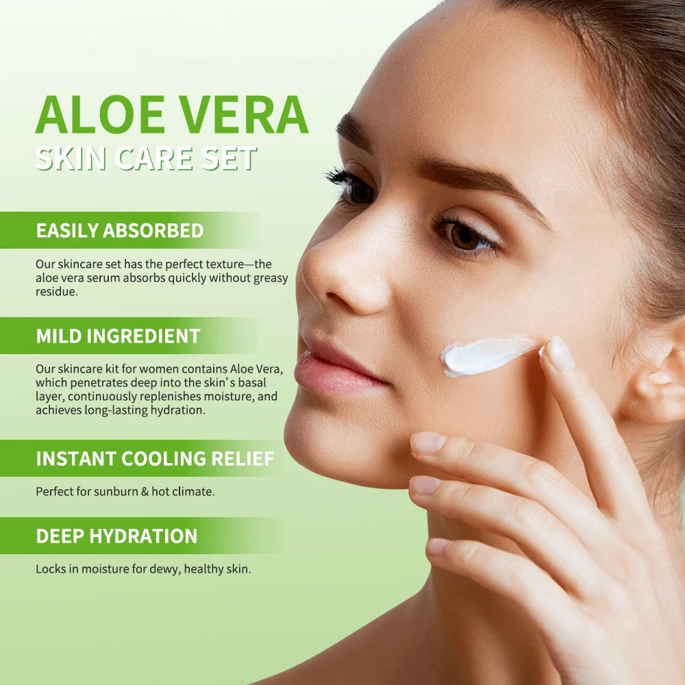 Multi-skin Care Aloe Vera Skin Care Set Deep Moisturizing Deep Nourishment Whitening Brightening Hydrating Smooth Skin Peaceful Pleasures Health and Wellness