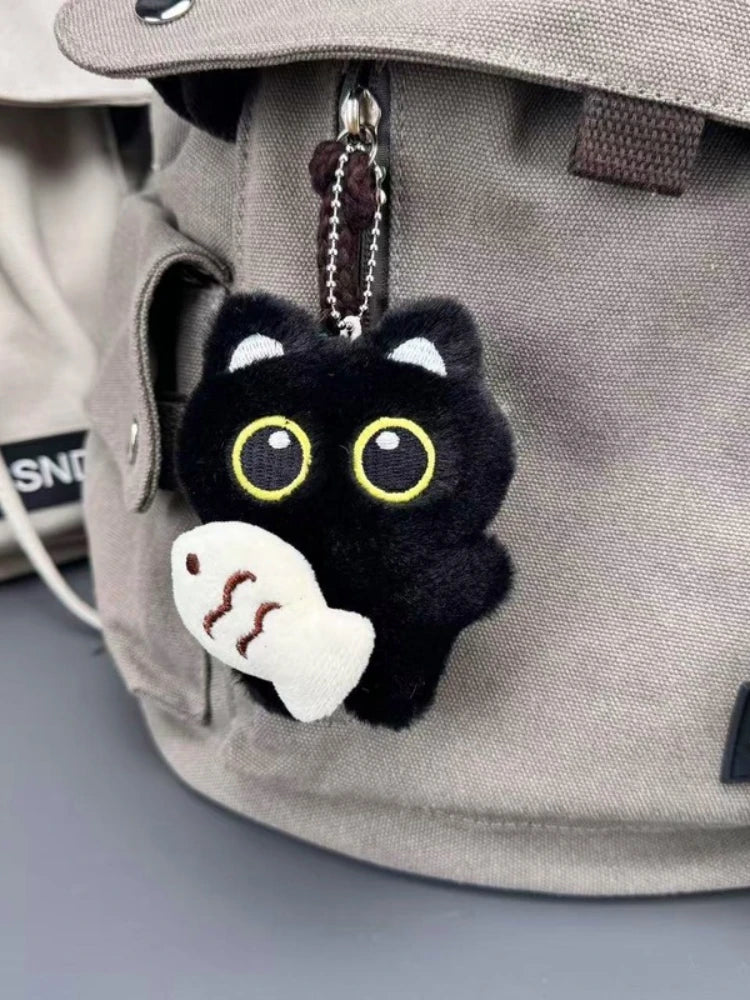 Dark Shadow Cat Plush Keychain | Soft Velvet Fur Key Ring Plush Keychain Peaceful Pleasures Health and Wellness