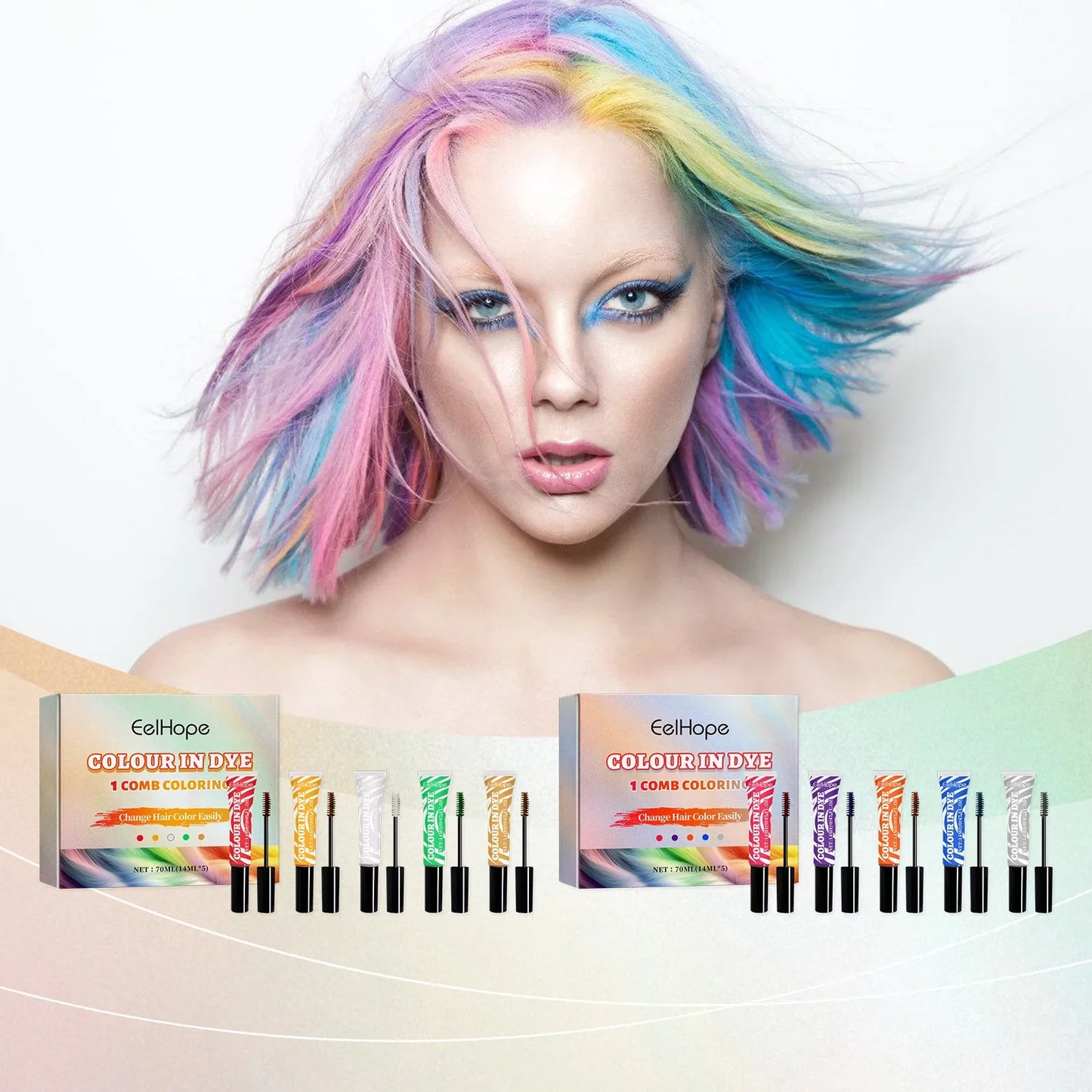 HOEGOA Temporary Hair Dye Set – 5 Vibrant Colors, Plant-Based
