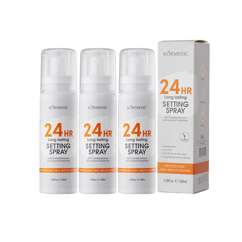 KORMESIC 24HR Long Lasting Setting Spray Anti-Makeup Oxidation Moisturizing– 100ml Peaceful Pleasures Health and Wellness 3pcs