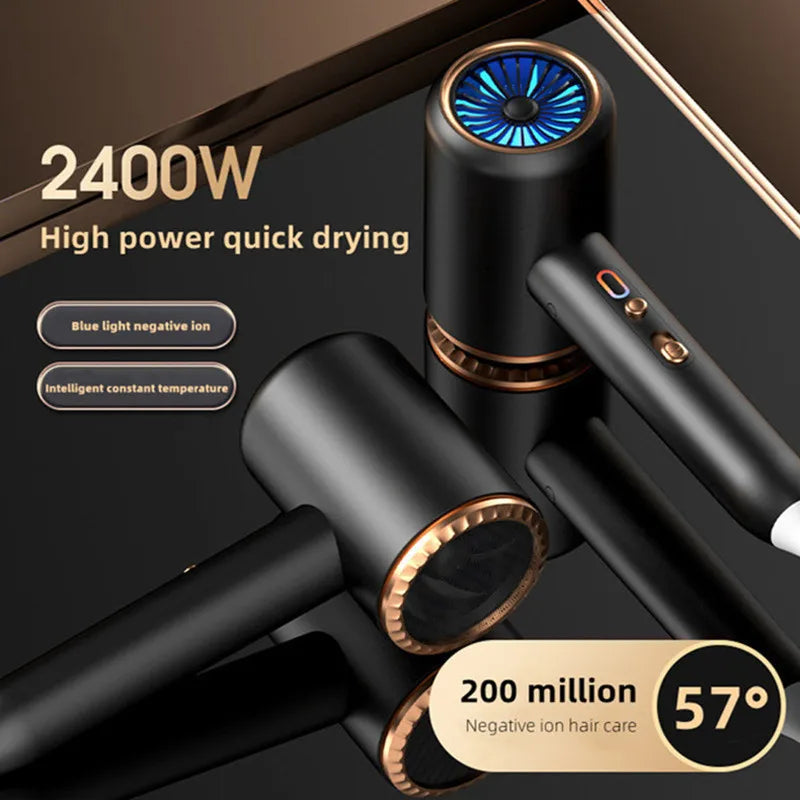 New Generation High-Speed Hair Dryer 2400W High-Power Blue Light Negative Ion Ultra Silent Recommended For Home Hair Salons Peaceful Pleasures Health and Wellness