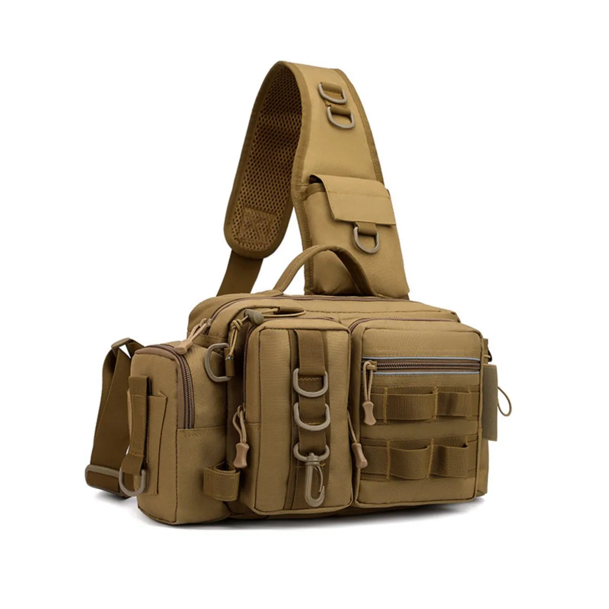 Lure bag, waist bag, single-shoulder backpack, crossbody bag, fishing rod bag, bait box, fishing tackle bag, large-capacity camo Peaceful Pleasures Health and Wellness khaki