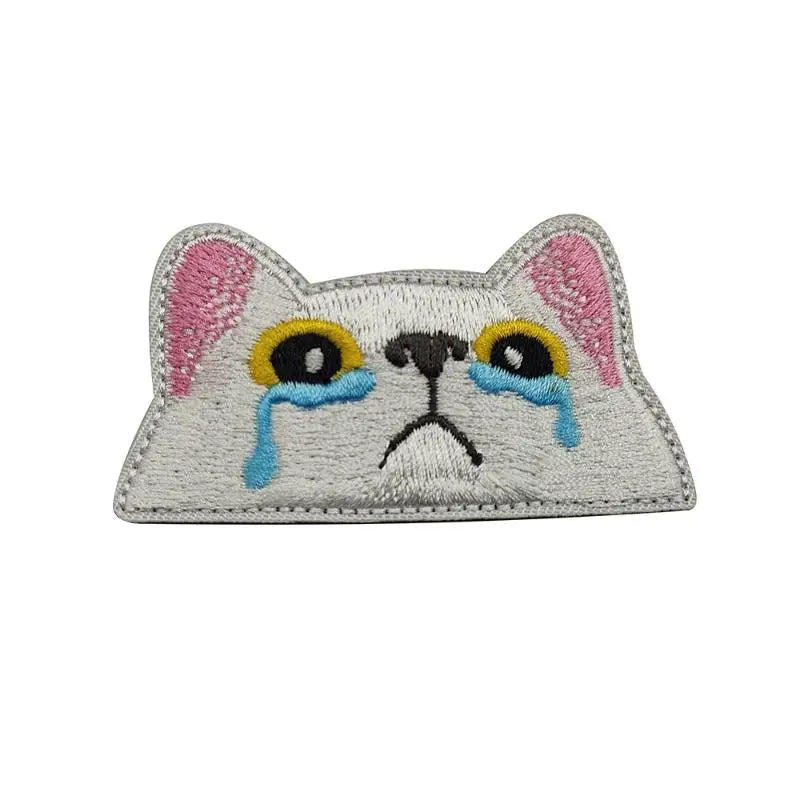 Black Cat Embroidered Iron-On Patch – Peeping & Crying Kitten