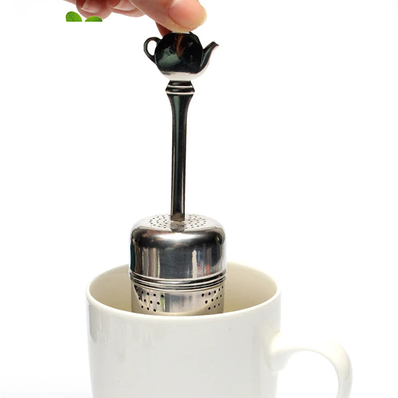 Stainless Steel Cylindrical Tea Infuser Strainer with Chain Tea Infuser Strainer Peaceful Pleasures Health and Wellness 10.1cmx3.9cm